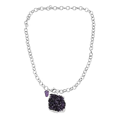 Colors of Brazil Amethyst Necklace 24 Inches in Silvertone 219.00 ctw