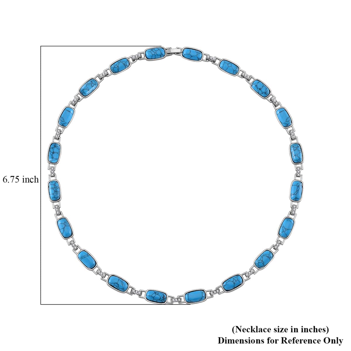 Blue Howlite and Austrian Crystal 90.00 ctw Station Necklace in Silvertone 20 Inches image number 4