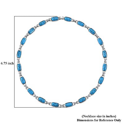 Blue Howlite and Austrian Crystal 90.00 ctw Station Necklace in Silvertone 20 Inches