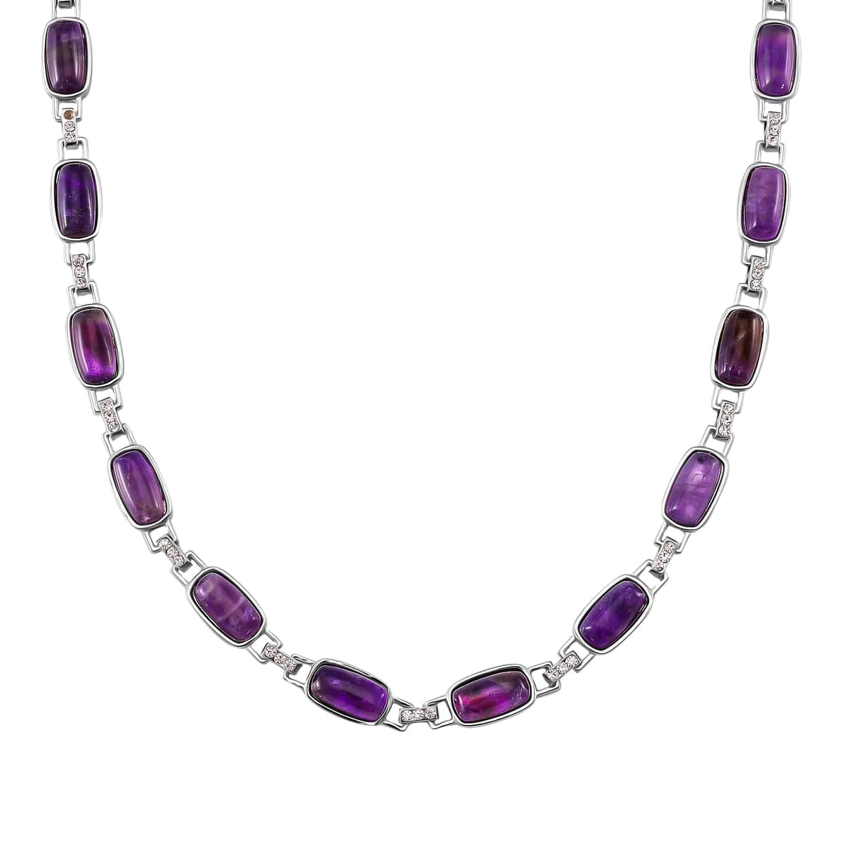 African Amethyst 90.00 ctw and Austrian Crystal Necklace in Silvertone 20 Inches image number 0