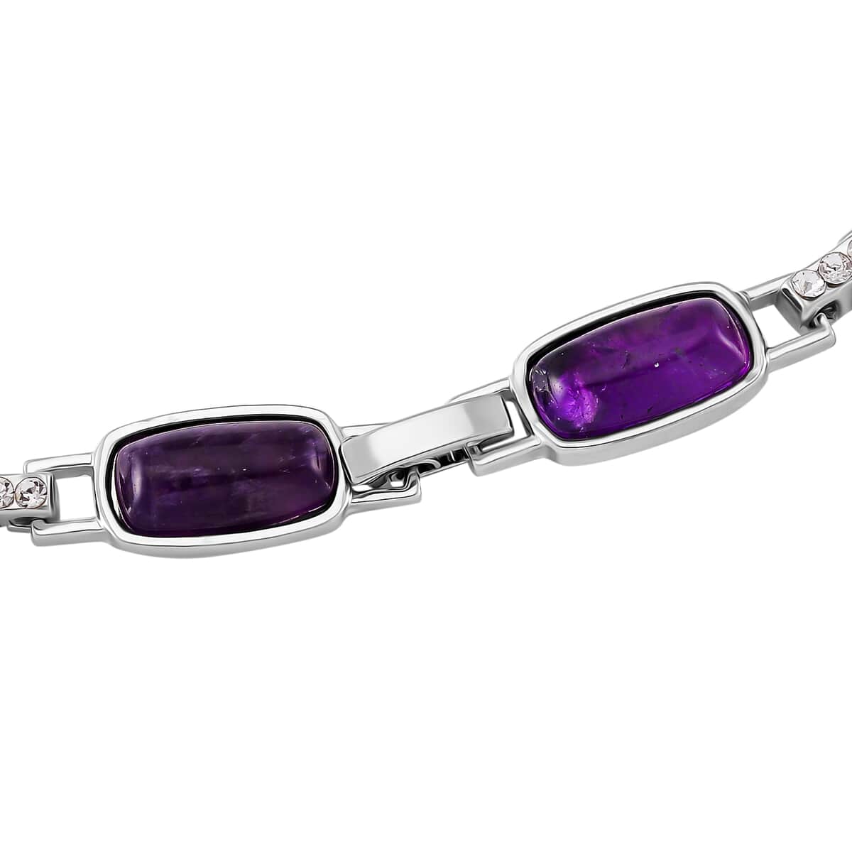 African Amethyst 90.00 ctw and Austrian Crystal Necklace in Silvertone 20 Inches image number 2