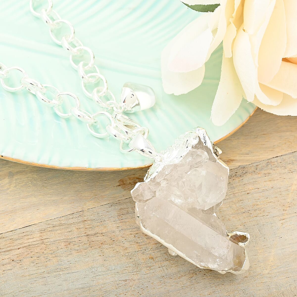 Colors of Brazil Crystal Necklace 24 Inches in Silvertone image number 1