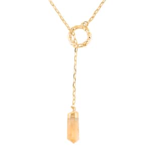 Citrine Necklace 24 Inches in Goldtone 15.00 ctw