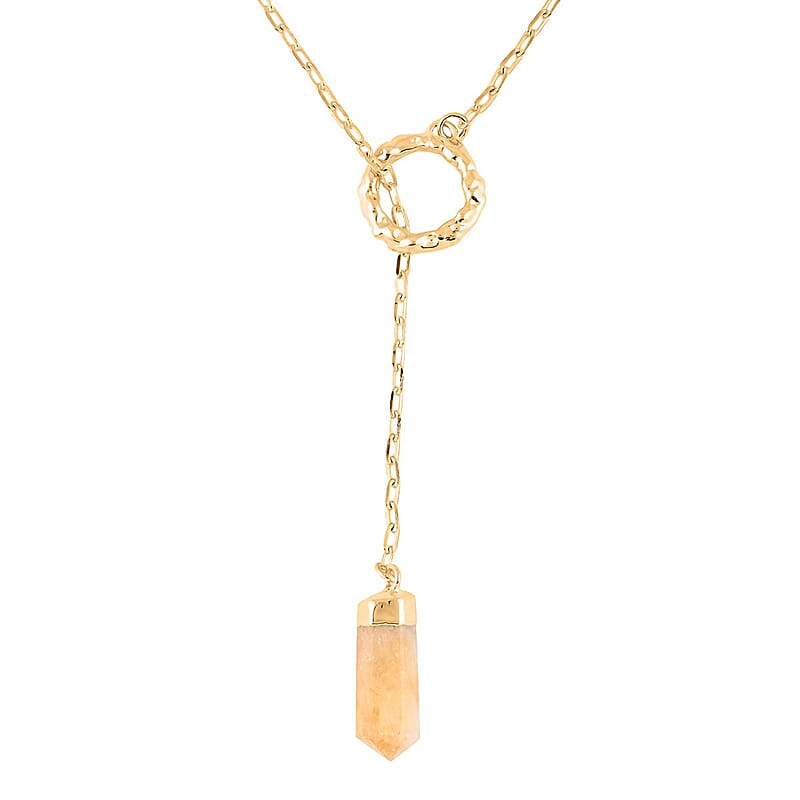 Colors of Brazil Citrine Necklace 24 Inches in Goldtone 15.00 ctw