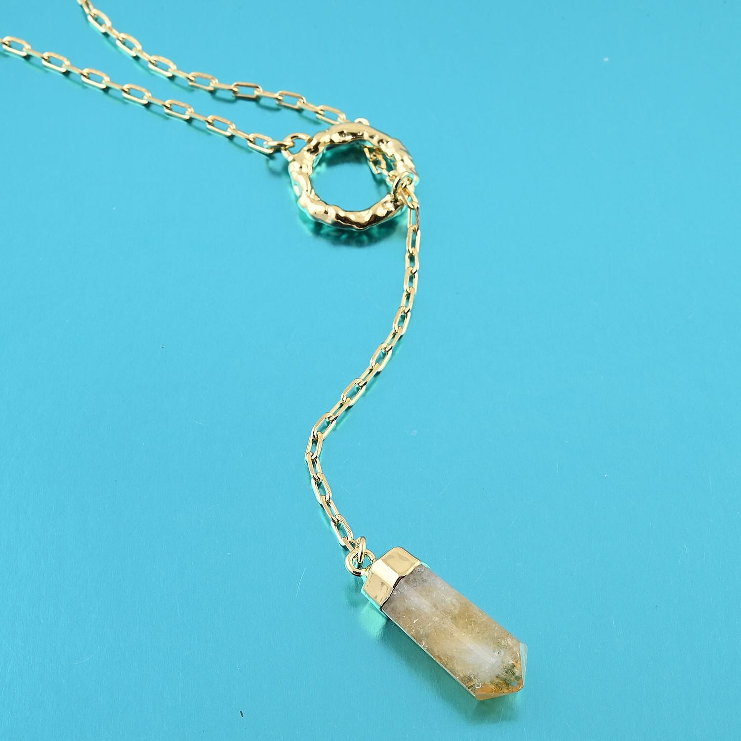 Colors of Brazil Citrine Necklace 24 Inches in Goldtone 15.00 ctw
