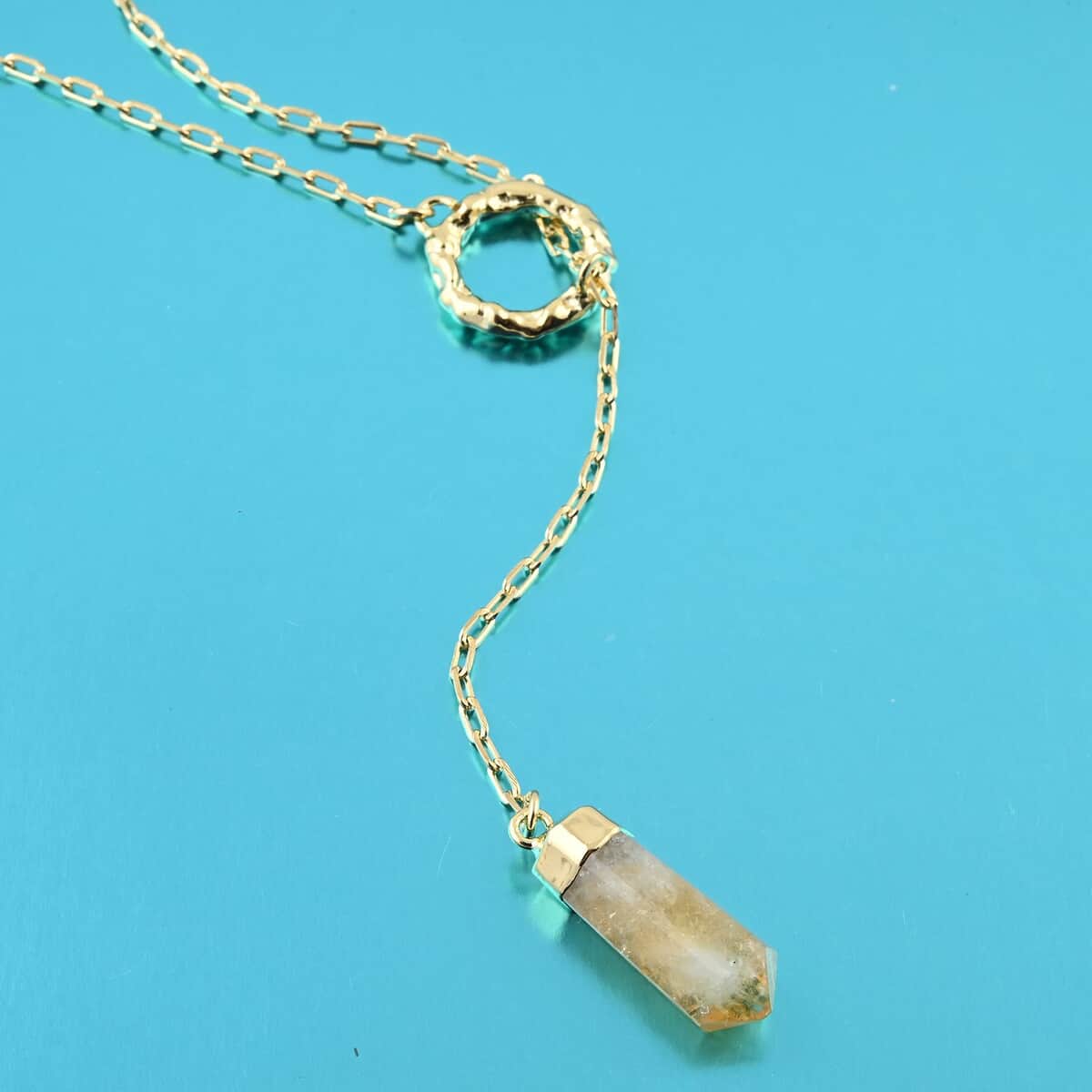 Citrine Necklace 24 Inches in Goldtone 15.00 ctw image number 1
