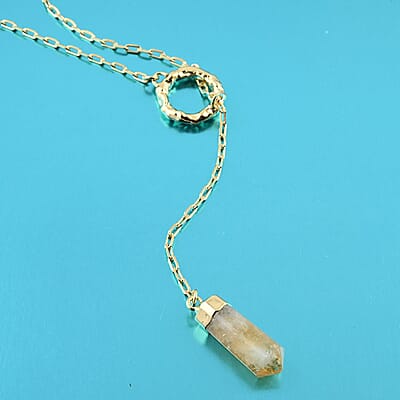 Colors of Brazil Citrine Necklace 24 Inches in Goldtone 15.00 ctw