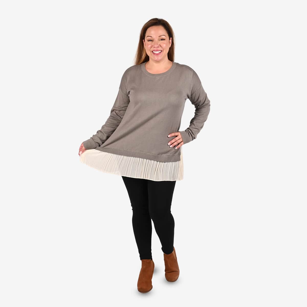 Tamsy Gray Layered Sweater - 3XL image number 0