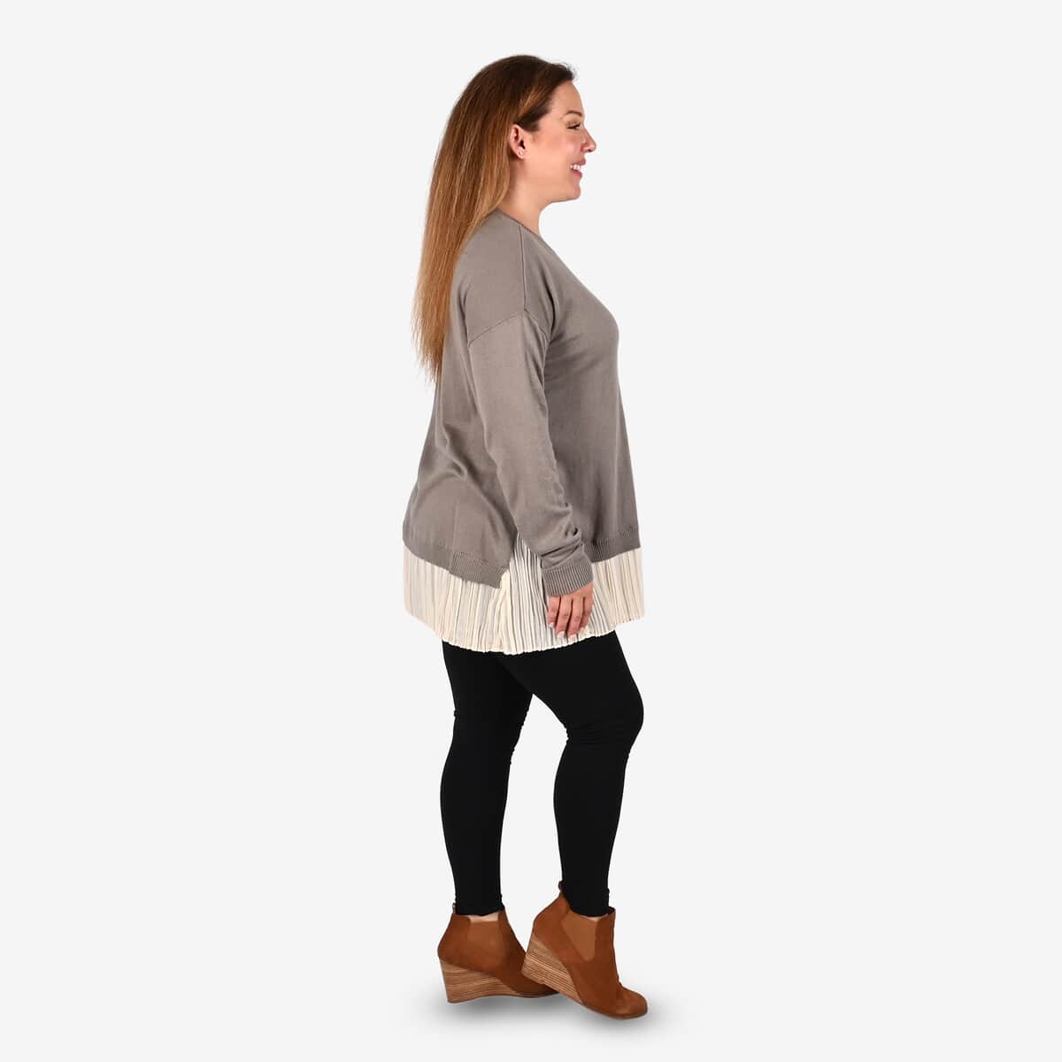 Tamsy Gray Layered Sweater - 3XL image number 2