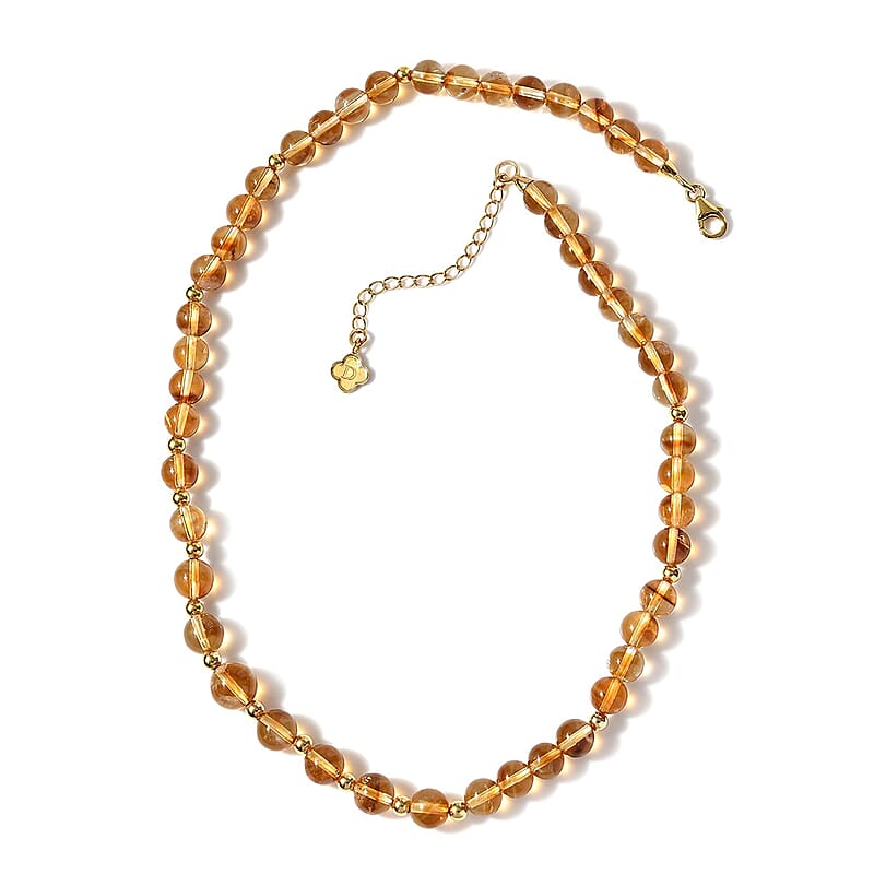D'Joy Brazilian Citrine Beaded Necklace (18-20 Inches) in Vermeil YG Over Sterling Silver 170.00 ctw