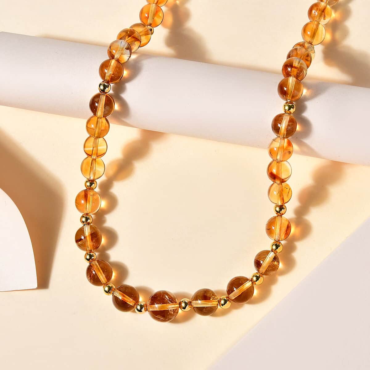 JCK Deal D'Joy Brazilian Citrine Beaded Necklace (18-20 Inches) in Vermeil YG Over Sterling Silver 170.00 ctw image number 1