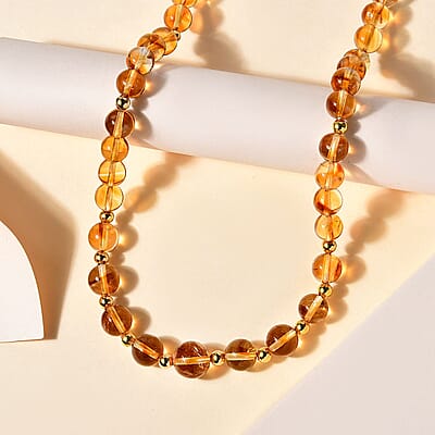 D'Joy Brazilian Citrine Beaded Necklace (18-20 Inches) in Vermeil YG Over Sterling Silver 170.00 ctw