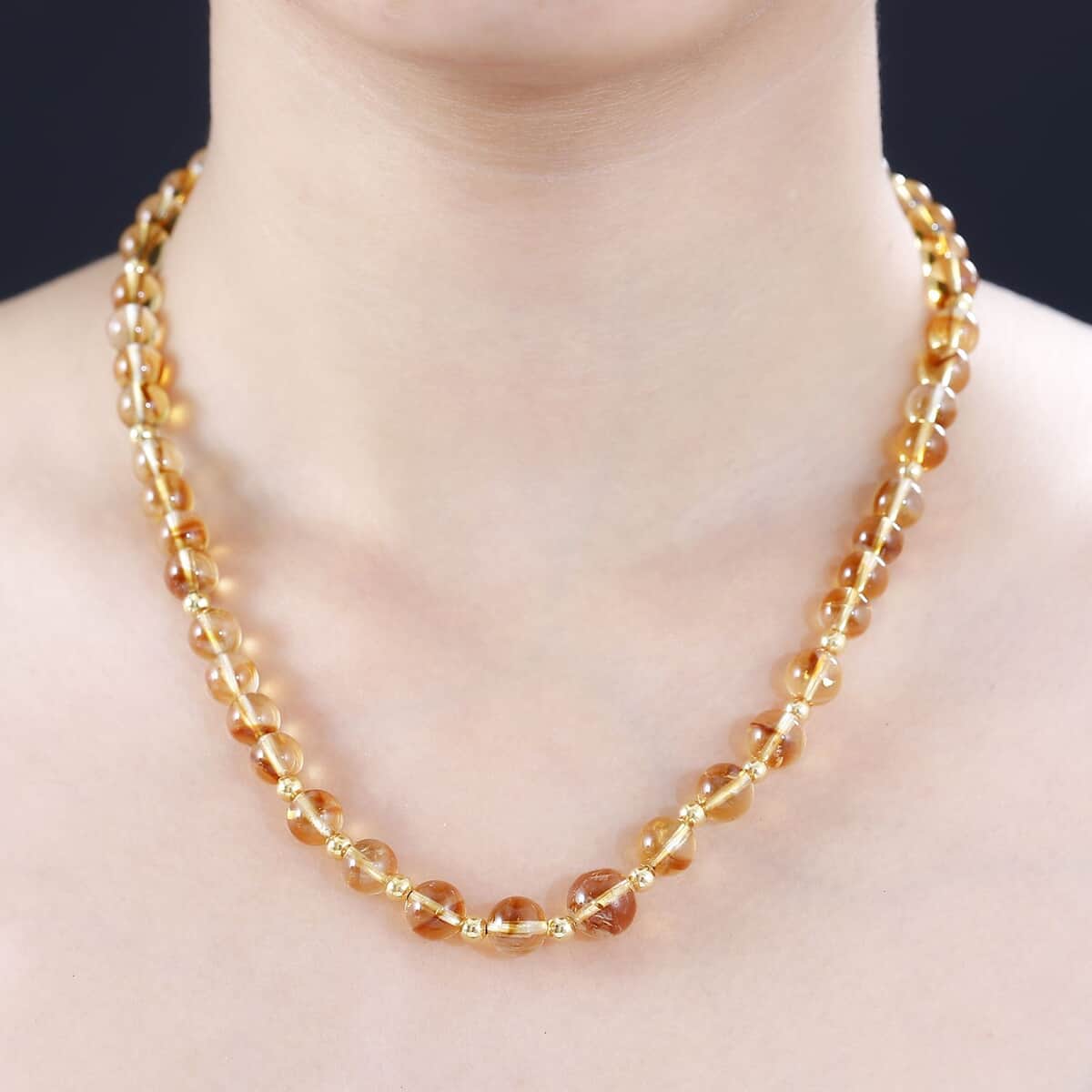 JCK Deal D'Joy Brazilian Citrine Beaded Necklace (18-20 Inches) in Vermeil YG Over Sterling Silver 170.00 ctw image number 2