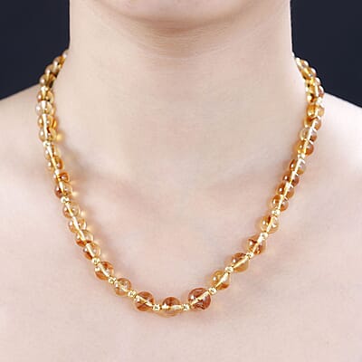D'Joy Brazilian Citrine Beaded Necklace (18-20 Inches) in Vermeil YG Over Sterling Silver 170.00 ctw