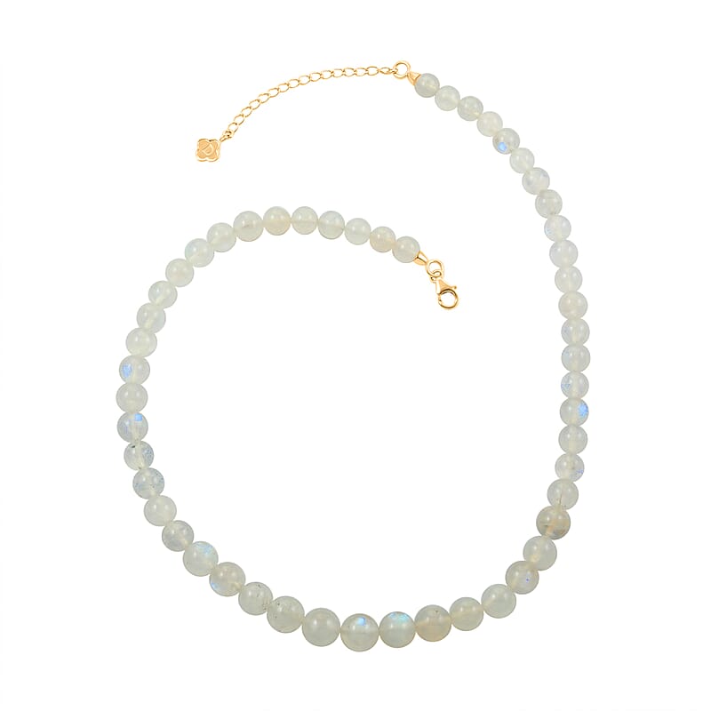 D'Joy Moon Glow Moonstone Beaded Necklace 18-20 Inches in Vermeil Yellow Gold Over Sterling Silver 216.00 ctw