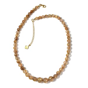 JCK Deal D'Joy Golden Rutilated Quartz Beaded Necklace 18-20 Inches in Vermeil Yellow Gold Over Sterling Silver 210.00 ctw
