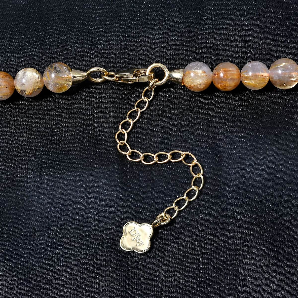 JCK Deal D'Joy Golden Rutilated Quartz Beaded Necklace 18-20 Inches in Vermeil Yellow Gold Over Sterling Silver 210.00 ctw image number 3