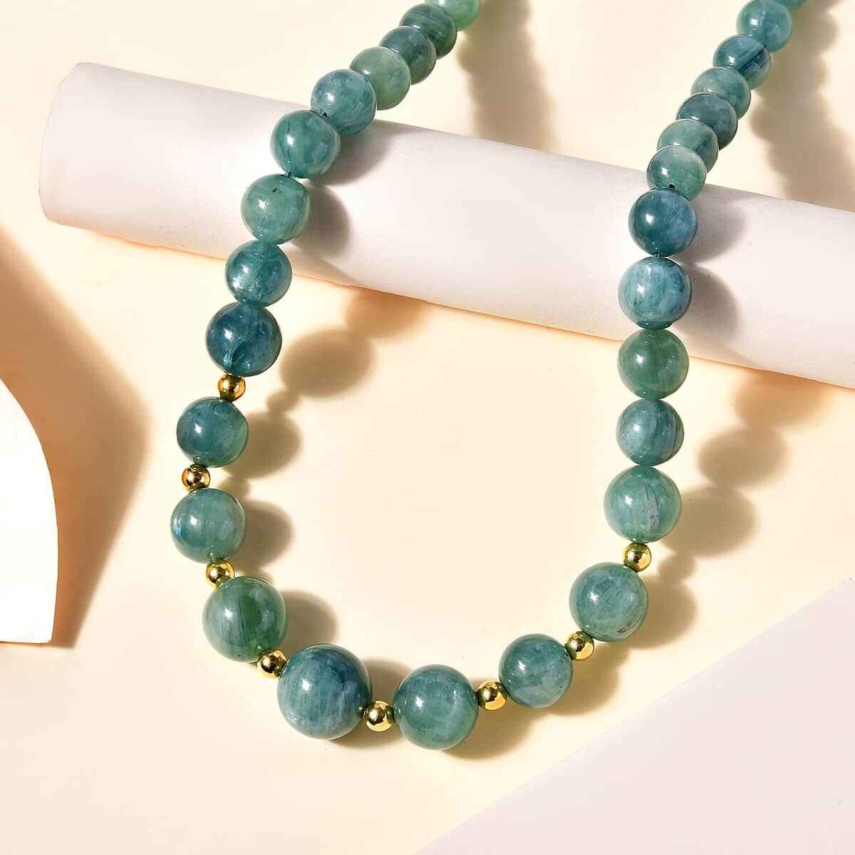 D'Joy Green Kyanite Beaded Necklace 18-20 Inches in Vermeil Yellow Gold Over Sterling Silver 323.00 ctw image number 1