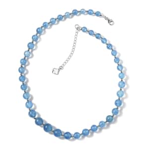 Tony Diniz Collection Aquamarine Beaded Necklace 18-20 Inches in Rhodium Over Sterling Silver 185.00 ctw