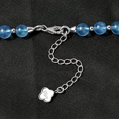 Aquamarine 185.00 ctw Beaded Necklace in Rhodium Over Sterling Silver 18 Inches
