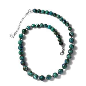 D'Joy Azurite Beaded Necklace (18-20 Inches) in Rhodium Over Sterling Silver 218.00 ctw