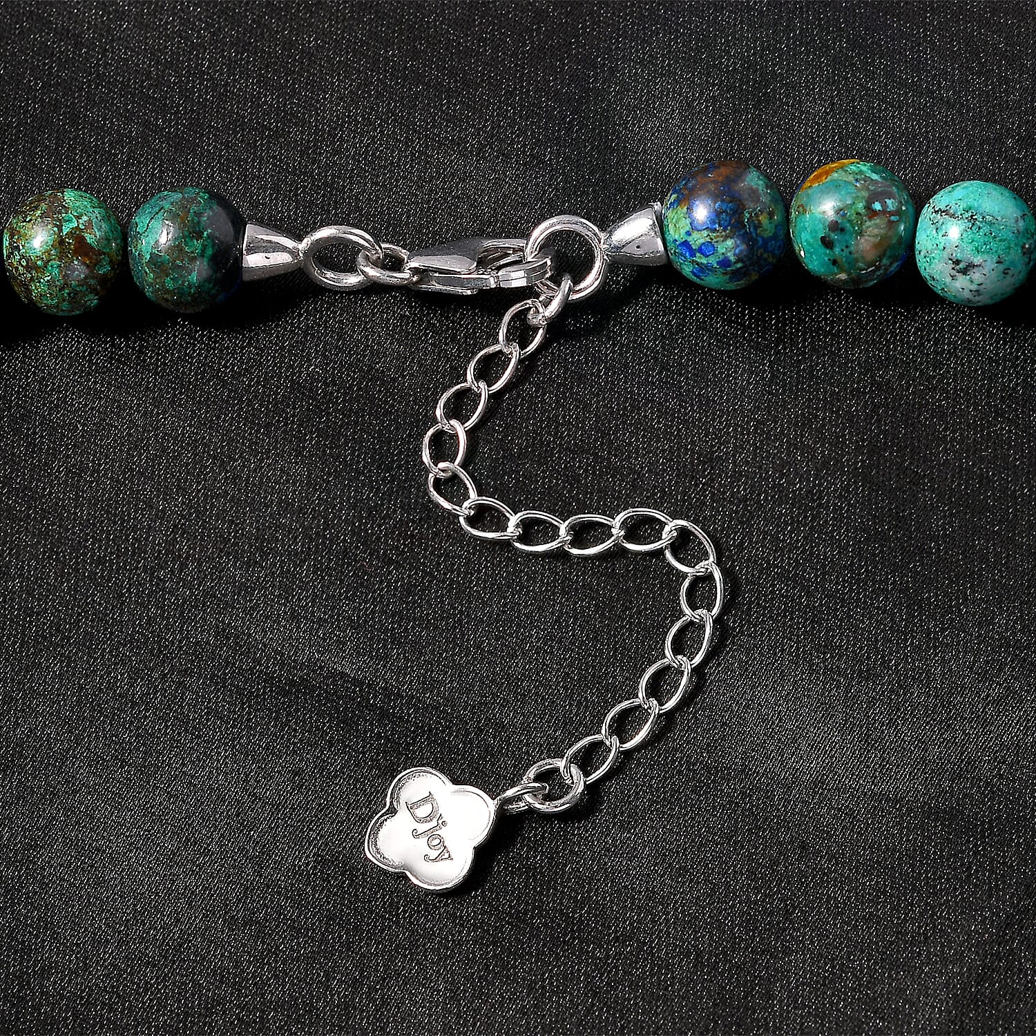 D'Joy Azurite Beaded Necklace (18-20 Inches) in Rhodium Over Sterling Silver 218.00 ctw