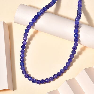 D'Joy Tanzanite Beaded Necklace 18-20 Inches in Vermeil Yellow Gold Over Sterling Silver 128.00 ctw