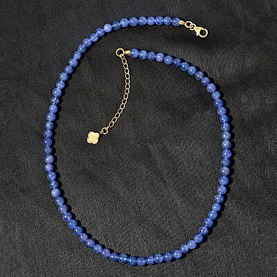 D'Joy Tanzanite Beaded Necklace 18-20 Inches in Vermeil Yellow Gold Over Sterling Silver 128.00 ctw