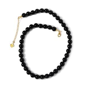 D'Joy Black Tourmaline Beaded Necklace 18-20 Inches in Vermeil Yellow Gold Over Sterling Silver 260.00 ctw