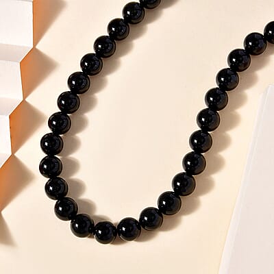 D'Joy Black Tourmaline Beaded Necklace 18-20 Inches in Vermeil Yellow Gold Over Sterling Silver 260.00 ctw