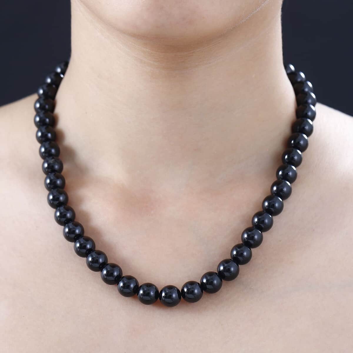 D'Joy Black Tourmaline Beaded Necklace 18-20 Inches in Vermeil Yellow Gold Over Sterling Silver 260.00 ctw image number 2