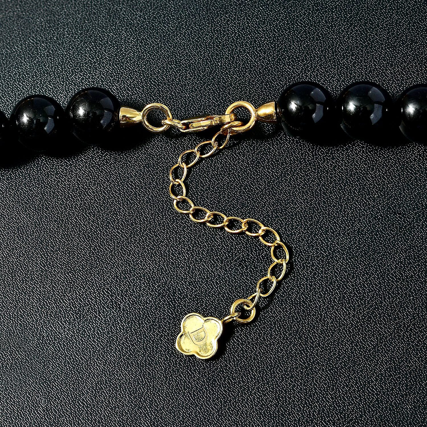D'Joy Black Tourmaline Beaded Necklace 18-20 Inches in Vermeil Yellow Gold Over Sterling Silver 260.00 ctw