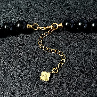 D'Joy Black Tourmaline Beaded Necklace 18-20 Inches in Vermeil Yellow Gold Over Sterling Silver 260.00 ctw
