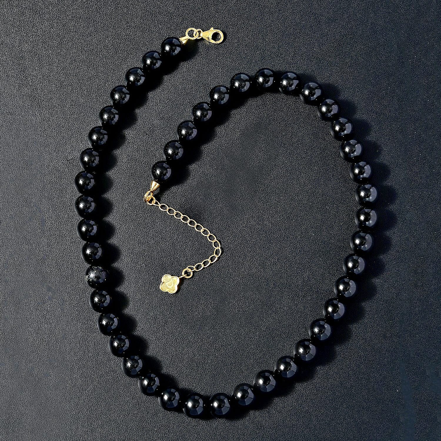 D'Joy Black Tourmaline Beaded Necklace 18-20 Inches in Vermeil Yellow Gold Over Sterling Silver 260.00 ctw