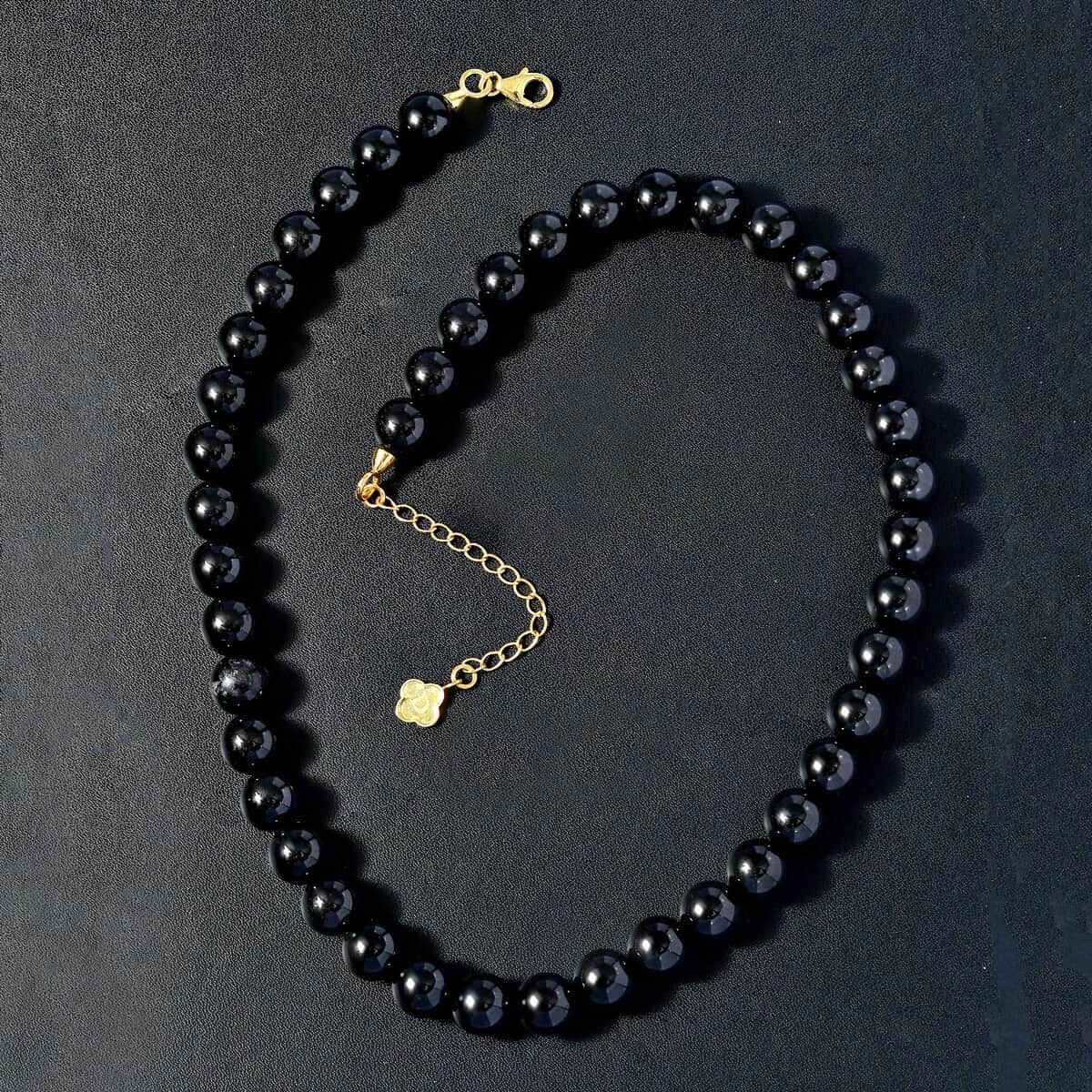 D'Joy Black Tourmaline Beaded Necklace 18-20 Inches in Vermeil Yellow Gold Over Sterling Silver 260.00 ctw image number 4