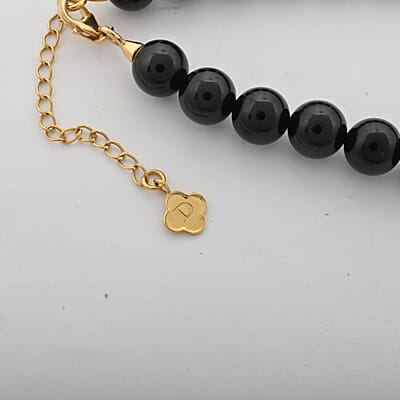 D'Joy Black Tourmaline Beaded Necklace 18-20 Inches in Vermeil Yellow Gold Over Sterling Silver 260.00 ctw