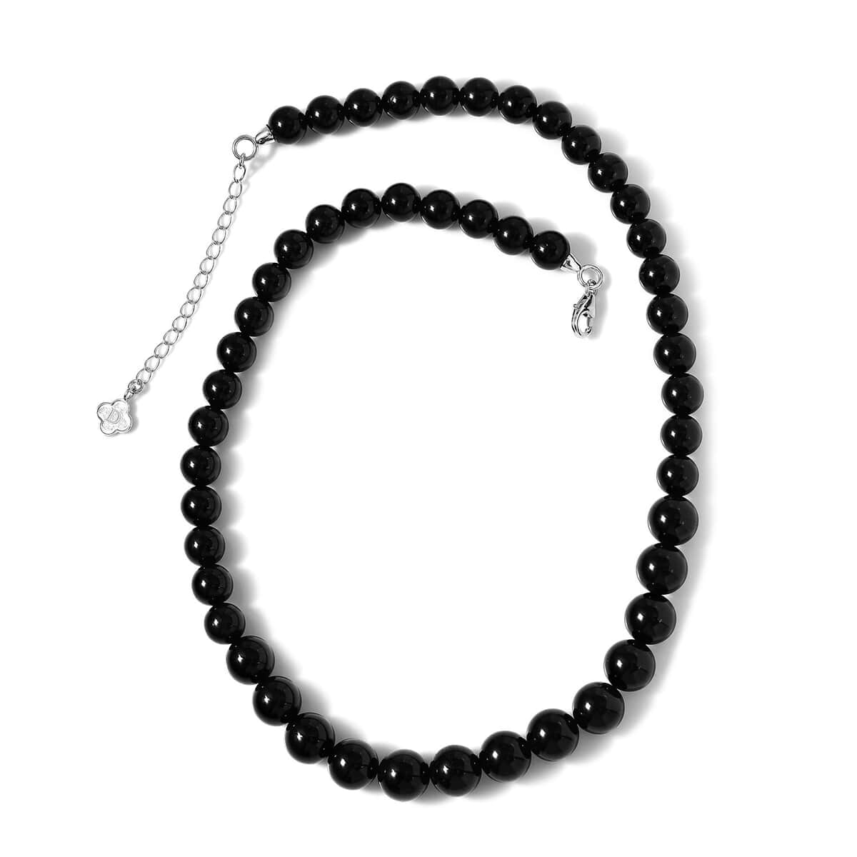 D'Joy Black Tourmaline Beaded Graduation Necklace 18-20 Inches in Rhodium Over Sterling Silver 260.00 ctw image number 0