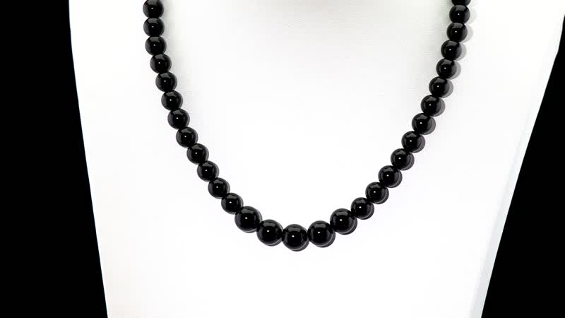 D'Joy Black Tourmaline Beaded Graduation Necklace 18-20 Inches in Rhodium Over Sterling Silver 260.00 ctw