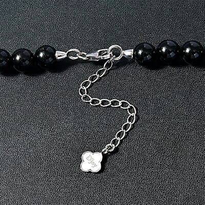D'Joy Black Tourmaline Beaded Graduation Necklace 18-20 Inches in Rhodium Over Sterling Silver 260.00 ctw