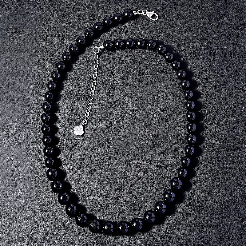 D'Joy Black Tourmaline Beaded Graduation Necklace 18-20 Inches in Rhodium Over Sterling Silver 260.00 ctw