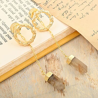 Colors of Brazil Quartzite Earrings in Goldtone 20.00 ctw