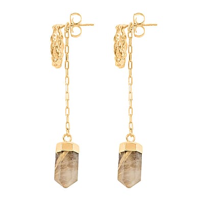 Colors of Brazil Quartzite Earrings in Goldtone 20.00 ctw