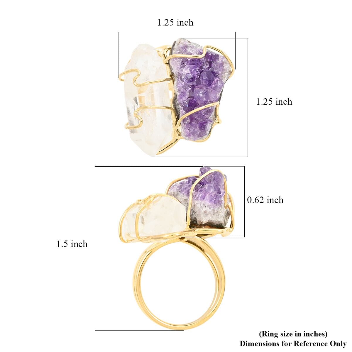African Amethyst and Crystal Ring in Goldtone (Size 9.0) 40.00 ctw image number 4