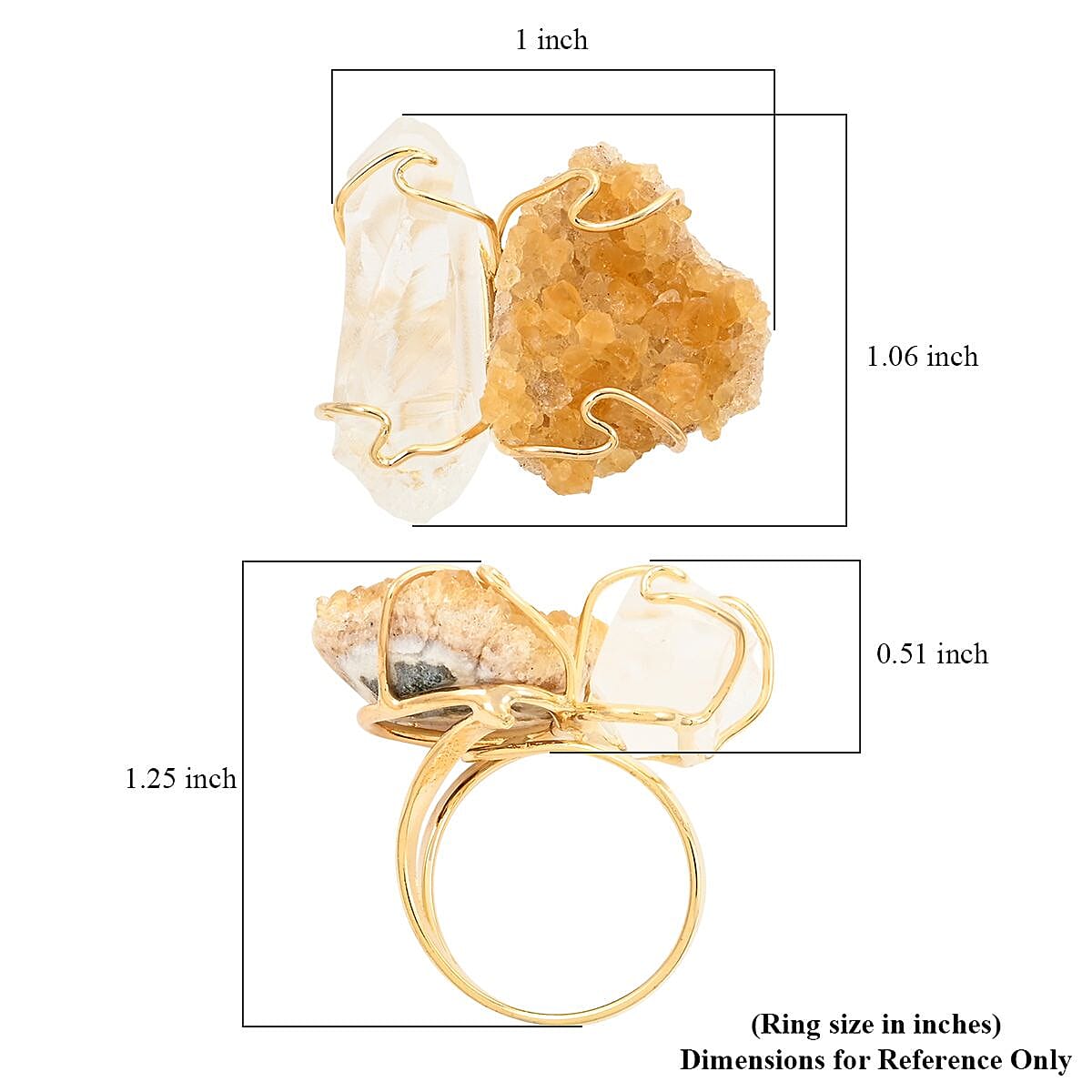 Colors of Brazil Citrine and Crystal Ring in Goldtone (Size 7.0) 38.00 ctw image number 4