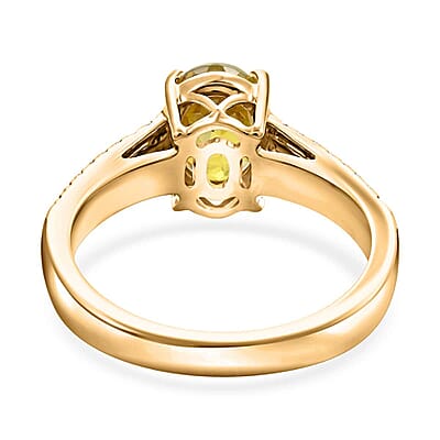 Certified & Appraised Luxoro AAA Sphene and G-H I2 Diamond 1.75 ctw Ring in 14K Yellow Gold (Size 10.0)