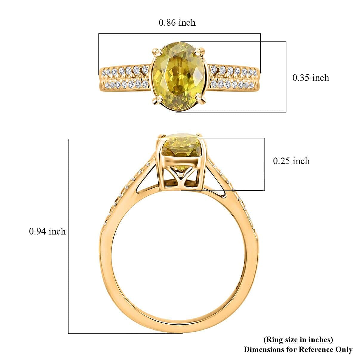 Certified & Appraised Luxoro AAA Sphene and G-H I2 Diamond 1.75 ctw Ring in 14K Yellow Gold (Size 10.0)