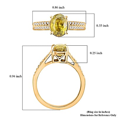 Certified & Appraised Luxoro AAA Sphene and G-H I2 Diamond 1.75 ctw Ring in 14K Yellow Gold (Size 10.0)