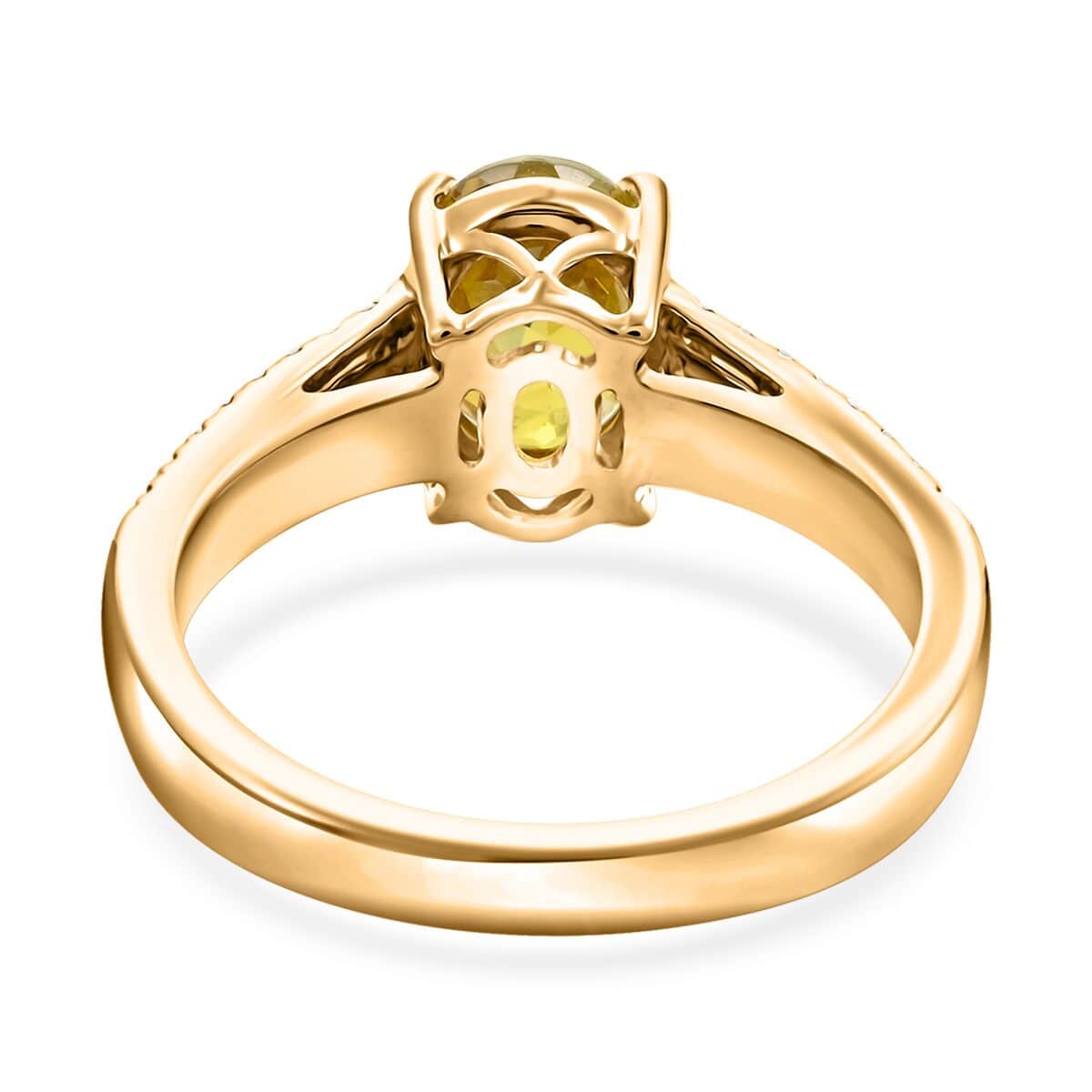 Certified & Appraised Luxoro 14K Yellow Gold AAA Sphene, Diamond (G-H, I2) (0.24 cts) Ring (Size 6.0) 1.75 ctw image number 4