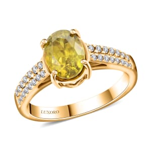 Certified & Appraised Luxoro AAA Sphene and G-H I2 Diamond 1.75 ctw Ring in 14K Yellow Gold (Size 8.0)