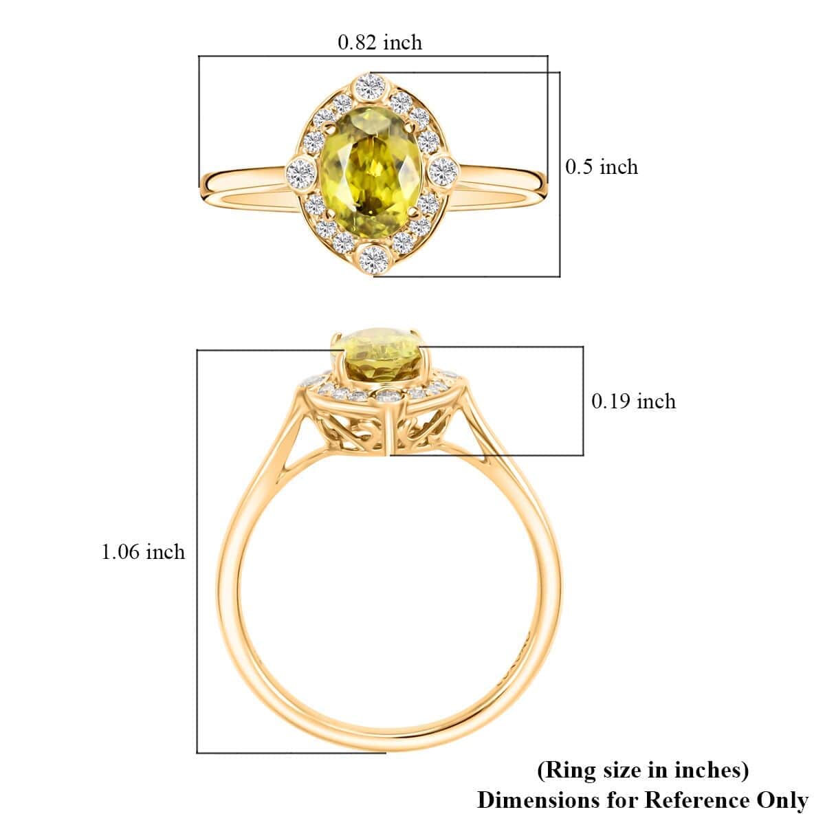 Certified & Appraised Luxoro AAA Sphene and G-H I2 Diamond 1.75 ctw Ring in 14K Yellow Gold (Size 10.0) image number 5